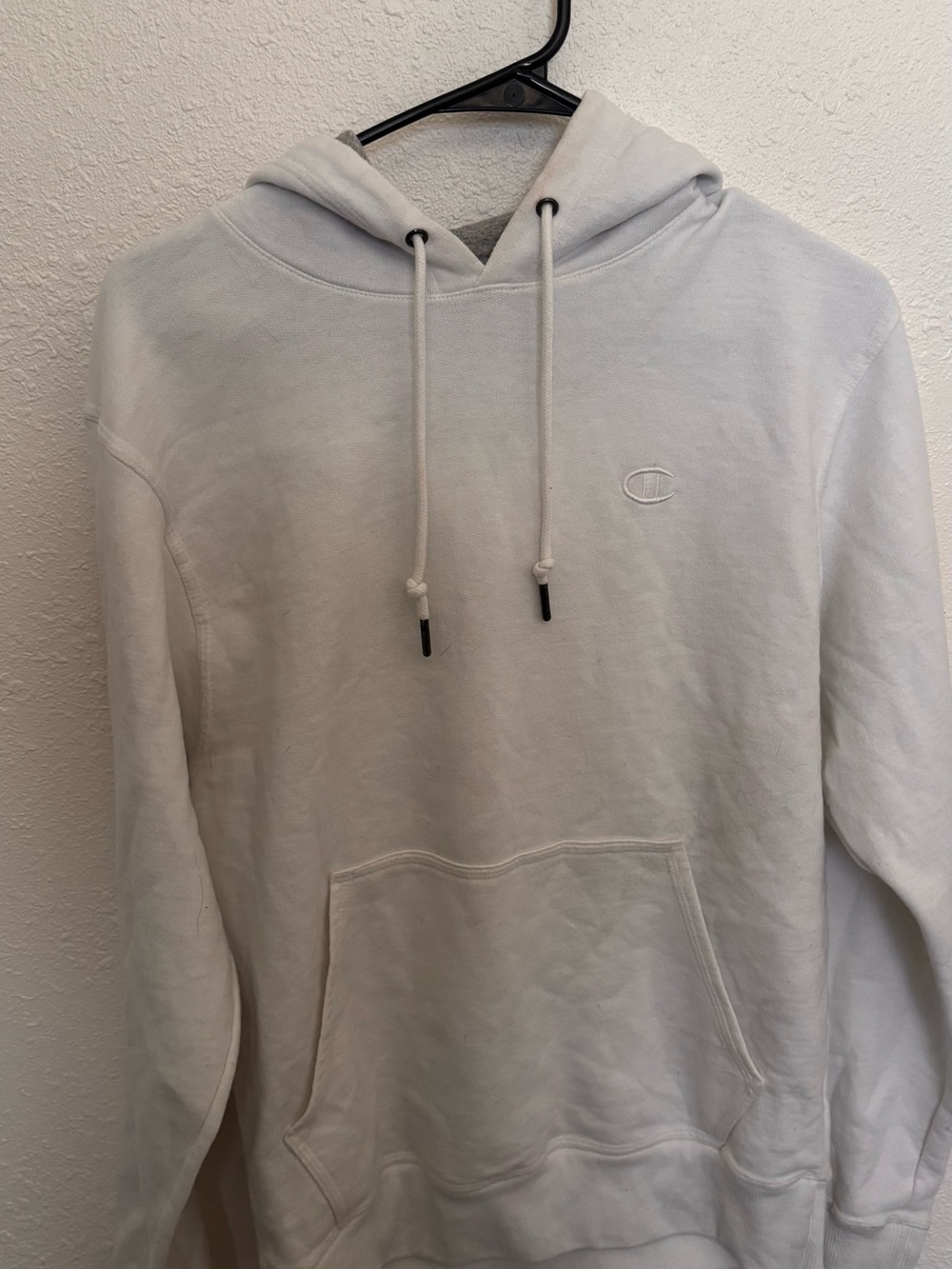 Champion White Pullover Hoodie with Subtle Logo
